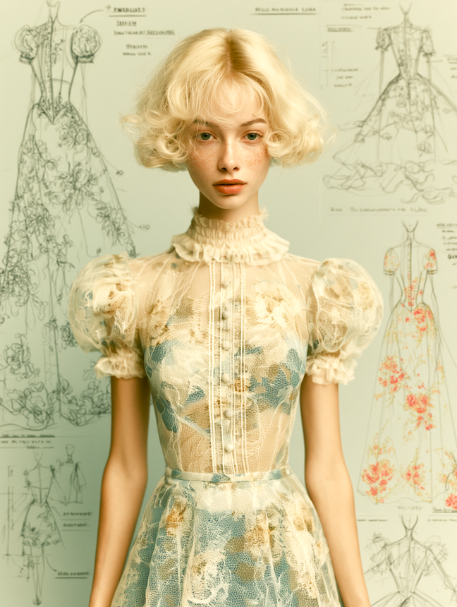 retro style blond model